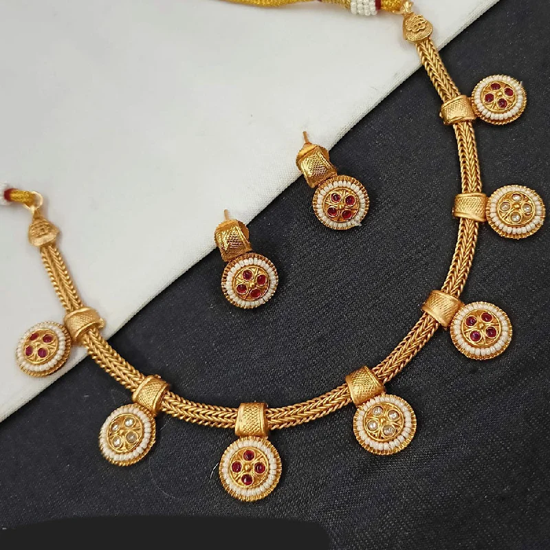 Padmawati Bangles Gold Plated Pota Stone And Pearls Necklace Set