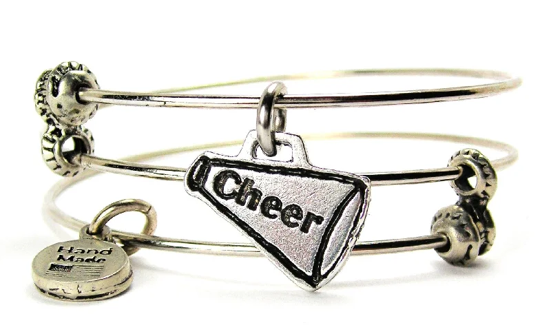 Cheer Horn Megaphone Triple Style Expandable Bangle Bracelet