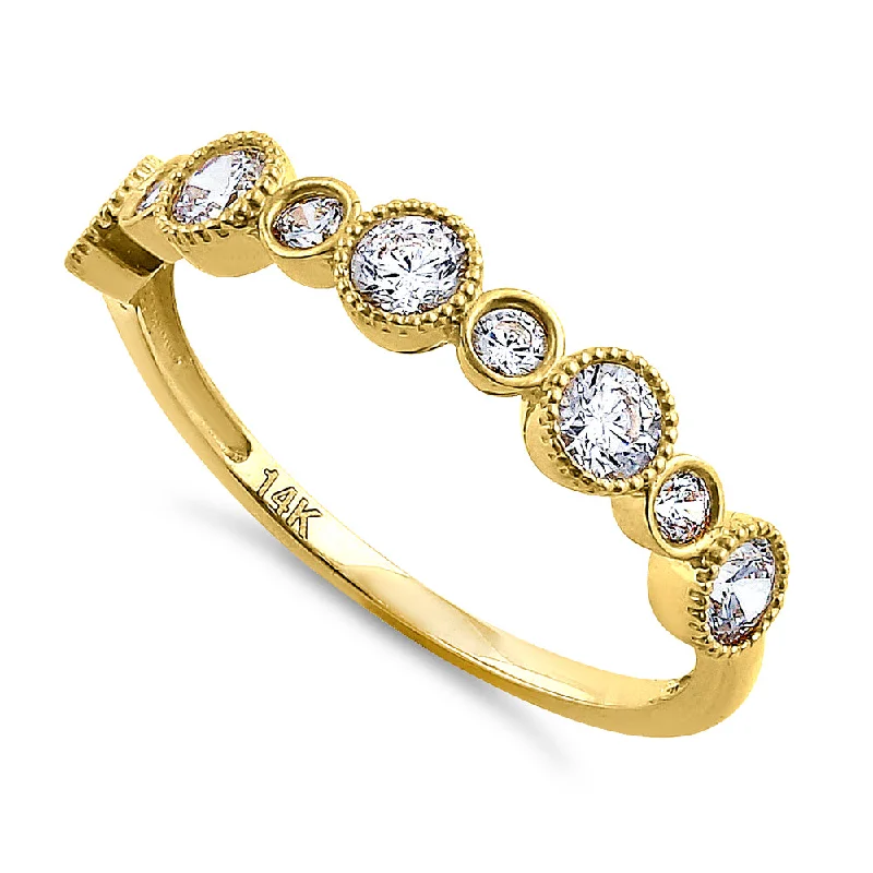 Solid 14K Yellow Gold Alternating Pattern 0.79 ct. Diamond Ring